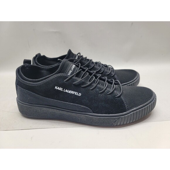 Karl Lagerfeld Paris Black Suede Leather Mesh Men\'s 13 M Sneakers Shoes Low Top main image 8